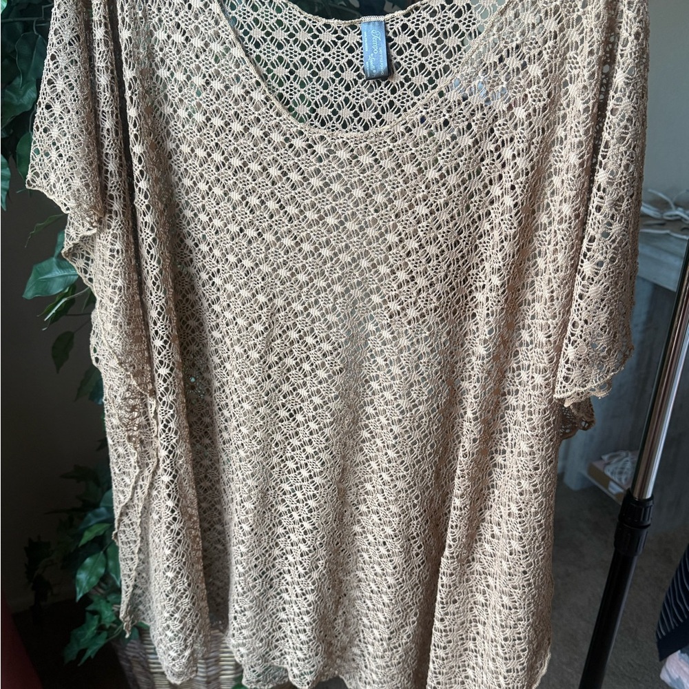 Chic Tan Crochet Women's Swim Coverup